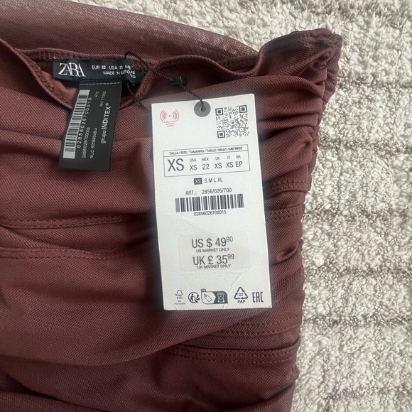 Zara Burgundy One-Shoulder Top - Picture 3 of 3